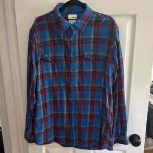 Blue and Red Plaid Button-Up Shirt